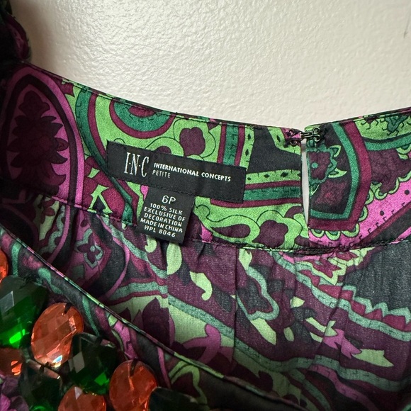 INC International Concepts Paisley Blouse - Purple and Green - Picture 3 of 5
